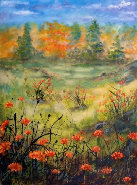 オレンジ色の花の庭 Oil Paintings